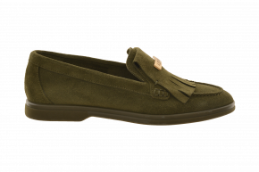 Carvela Weekend Suede Fringe/Metal Gold Trim Loafer