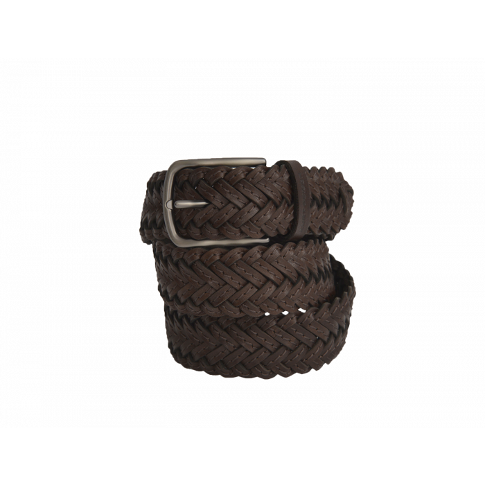 Brown Plaited Leather Belt