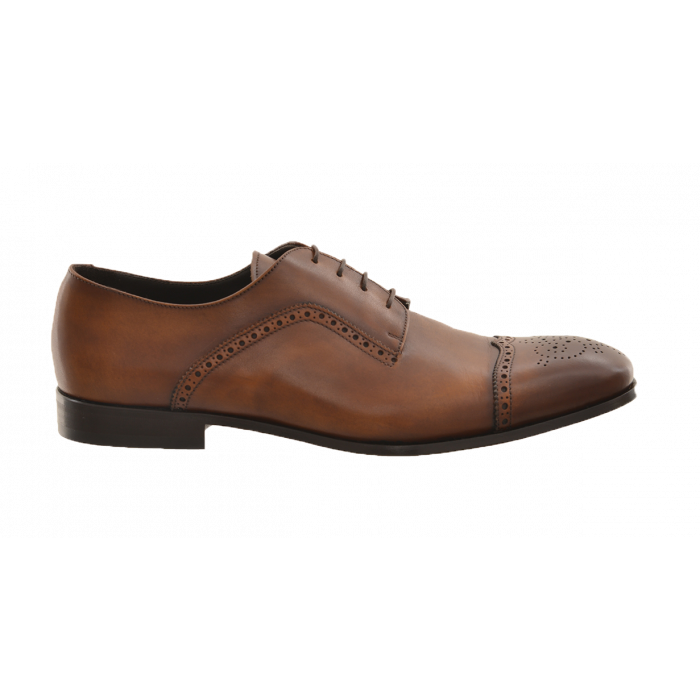 carlo morandi cognac plain toe derby